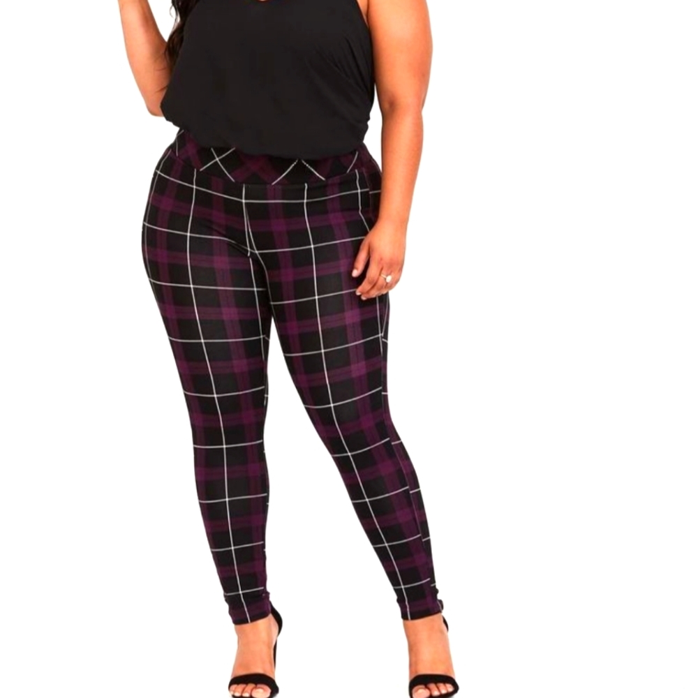 Brand New Torrid Purple Plaid Pixie Pants 2